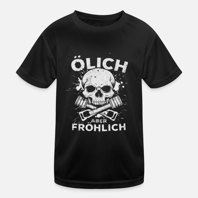 Oily but cheerful – For the true mechanics Kids Functional T-Shirt