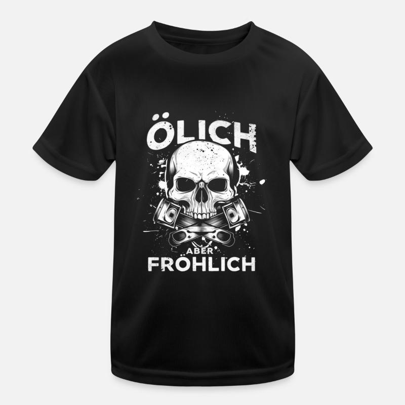 Oily but cheerful – For the true mechanics Kids Functional T-Shirt