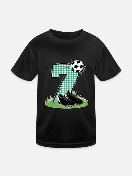 7th Birthday 7 Years Soccer Soccer Player - Kids Functional T-Shirt - black - Front