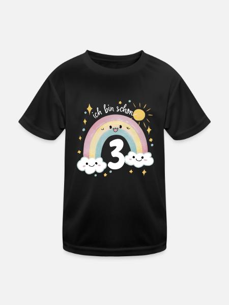 3rd Birthday Shirt Rainbow Cloud - Kids Functional T-Shirt - black - Front