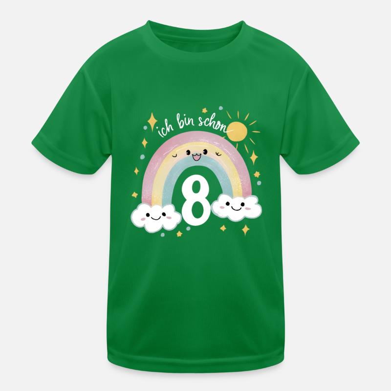 8. Geburtstag Geburtstagsshirt Regenbogen Wolke Kinder Funktions-T-Shirt