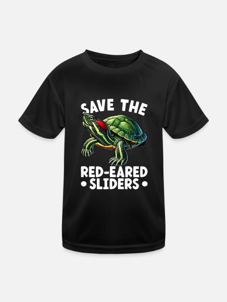 Turtle Red-eared Turtle - Kids Functional T-Shirt - black - Front