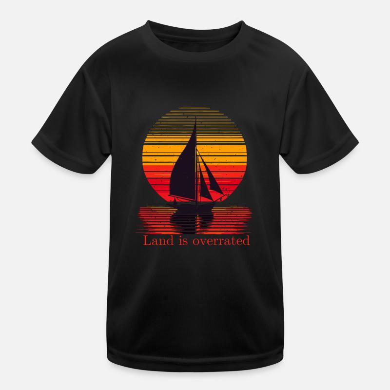 Land wird überbewertet, Segeln, Segelboot, nautisch, Kinder Funktions-T-Shirt