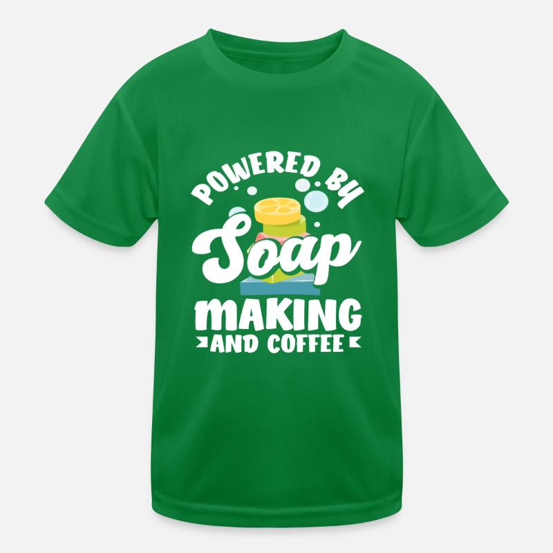 Angetrieben Von Seifenherstellung Und Kaffee Kinder Funktions-T-Shirt