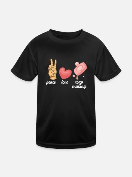 Frieden Liebe Seifenherstellung - Kinder Funktions-T-Shirt - Schwarz - Vorne