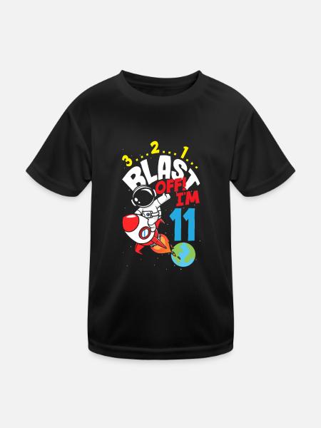 11th Birthday Boys Astronaut Birthday - Kids Functional T-Shirt - black - Front