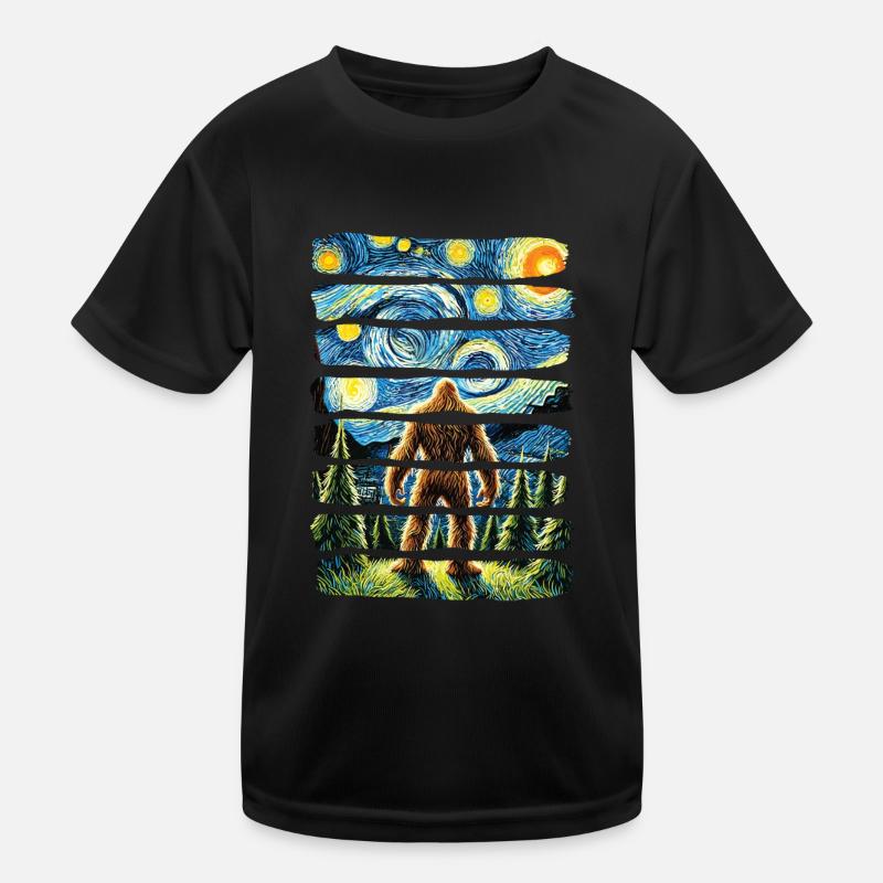 Bigfoot Nuit étoilée Forêt Van Gogh T-shirt sport Enfant