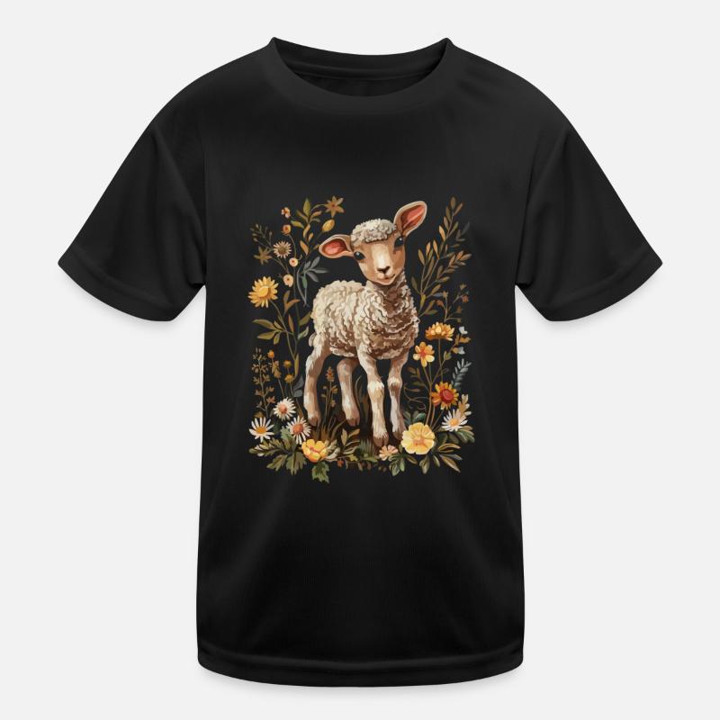Niedliches Lamm Mit Gänseblümchen Kinder Funktions-T-Shirt