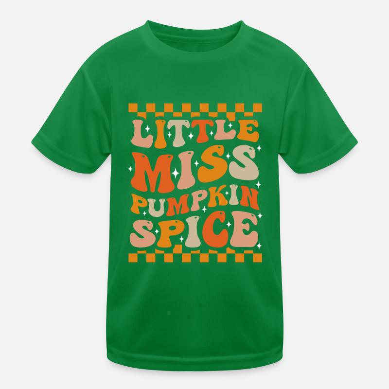 Little Miss Pumpkin Spice Groovy Fall Kids Functional T-Shirt