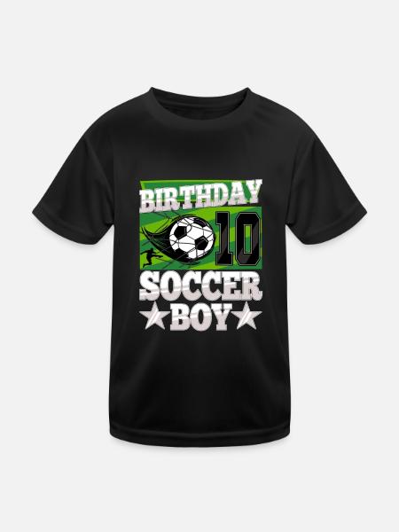 10th birthday Boy Soccer 10 Years Old Gifts - Kids Functional T-Shirt - black - Front