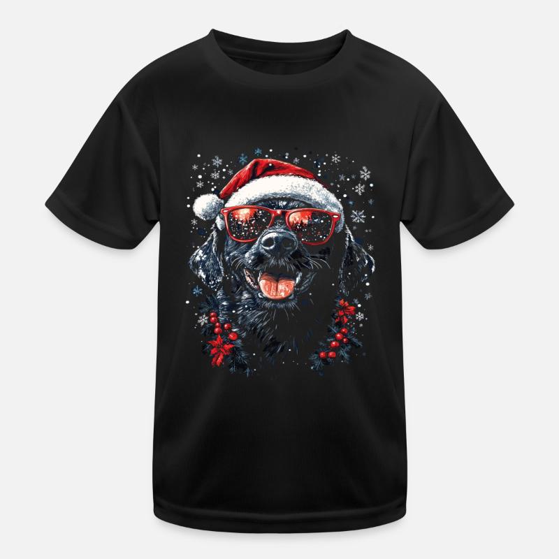 Labrador Schwarz Weihnachten Kinder Funktions-T-Shirt
