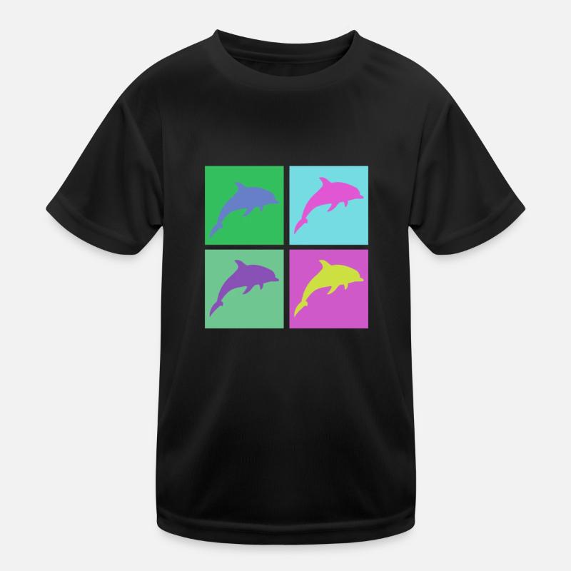 Bunte Delfine im Pop-Art Stil Kinder Funktions-T-Shirt