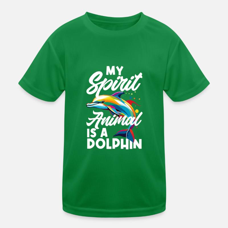 Mein Geisttier Ist Ein Delfin Buntes Design Kinder Funktions-T-Shirt