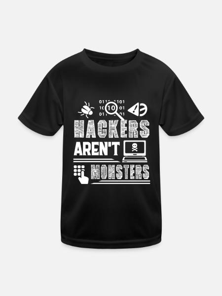 Hacker Hackers Are Not Monsters - Kids Functional T-Shirt - black - Front