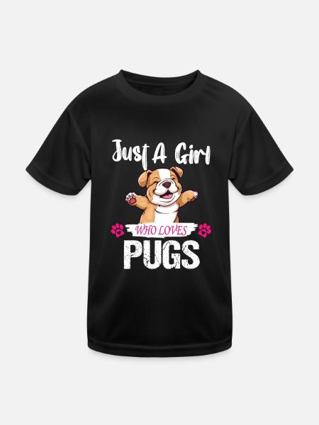 Pug Love Girl - Kids Functional T-Shirt - black - Front