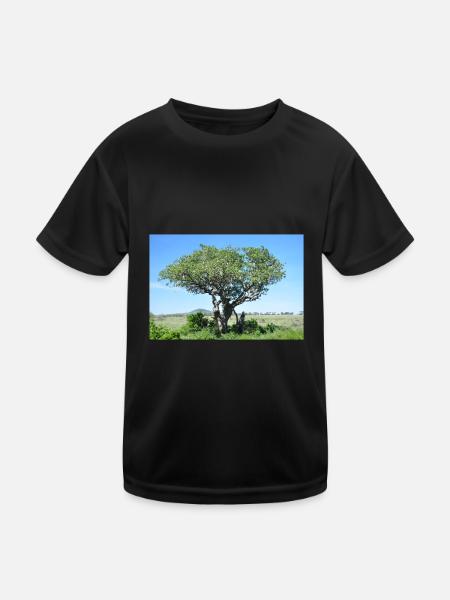 Majestic sausage tree in natural habitat - Kids Functional T-Shirt - black - Front