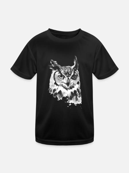 Eule - Kinder Funktions-T-Shirt - Schwarz