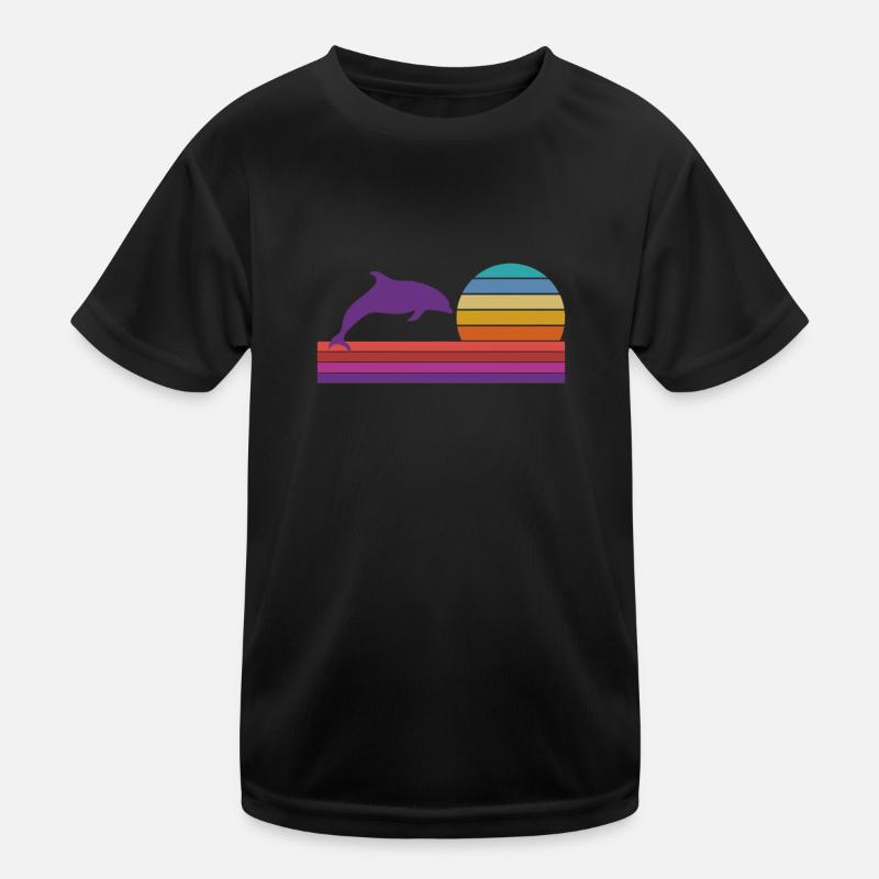 Rétro coucher de soleil dauphin graphique T-shirt sport Enfant
