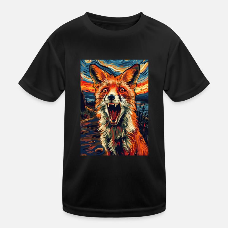 Fuchs - Kinder Funktions-T-Shirt - Schwarz
