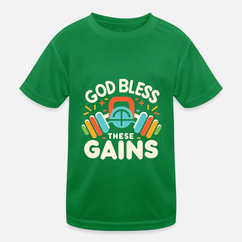 God Bless These Gains 10 Kinder Funktions-T-Shirt