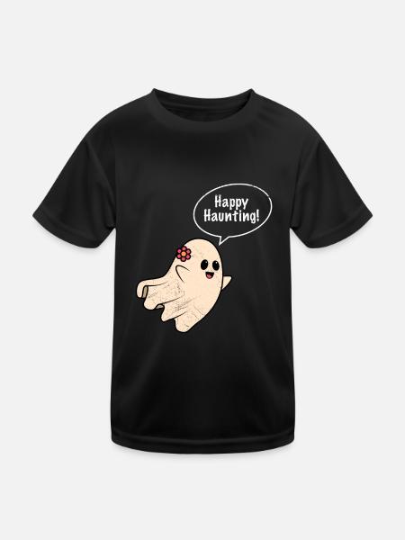 Halloween Costume Kids HAPPY HAUNTING - Kids Functional T-Shirt - black - Front
