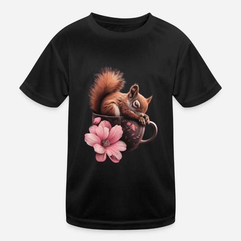 Eichhörnchen - Kinder Funktions-T-Shirt - Schwarz