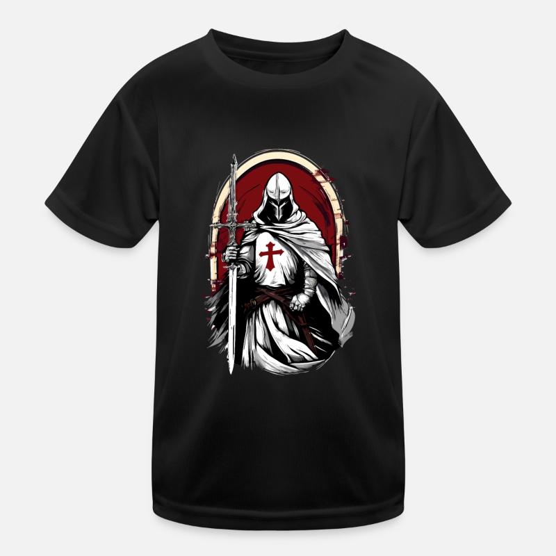 Crusader Knight with Kids Functional T-Shirt