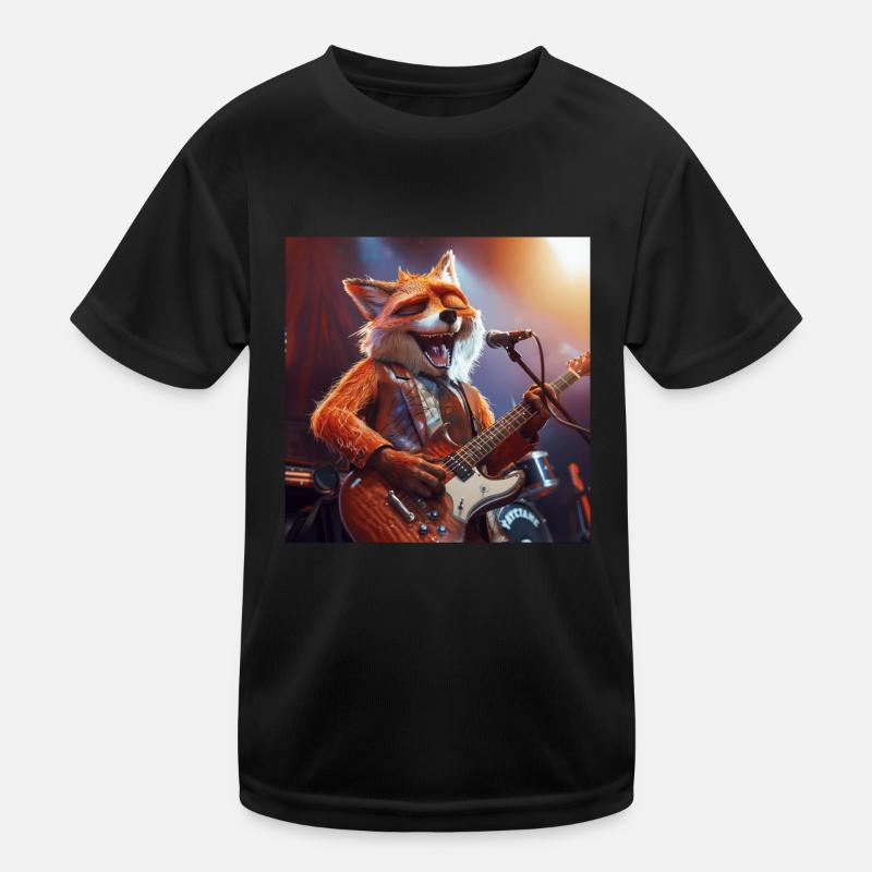 Fuchs - Kinder Funktions-T-Shirt - Schwarz