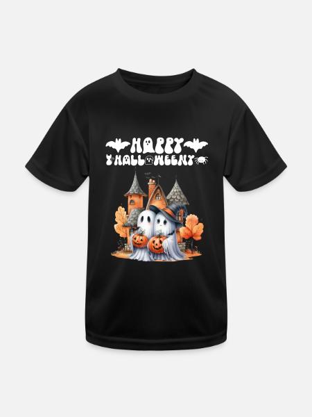 HAPPY HALLOWEEN Lustiges Kinder Halloween - Kinder Funktions-T-Shirt - Schwarz - Vorne