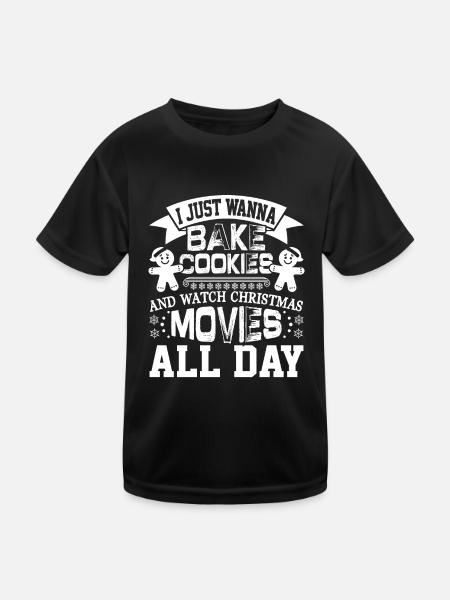 Baker Bake Cookies And Watch Christmas Movies - Kids Functional T-Shirt - black - Front