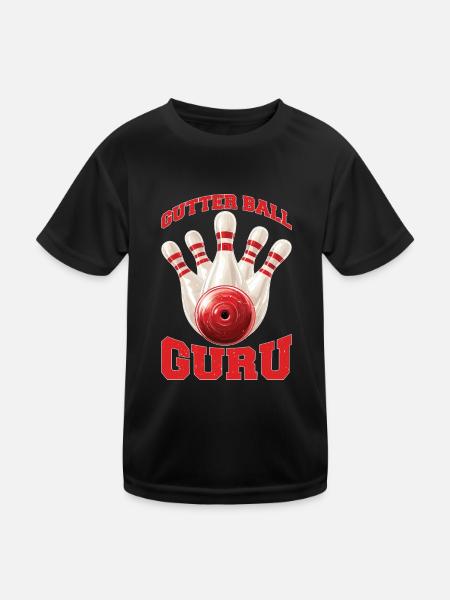 Gutter Ball Guru - Kinder Funktions-T-Shirt - Schwarz - Vorne