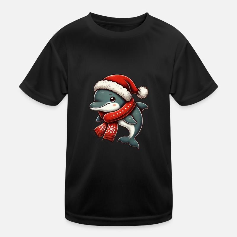 Dauphin de Noël avec chapeau et écharpe T-shirt sport Enfant