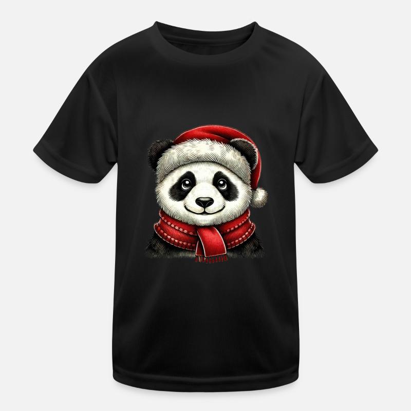 Panda de Noël avec chapeau rouge et écharpe T-shirt sport Enfant