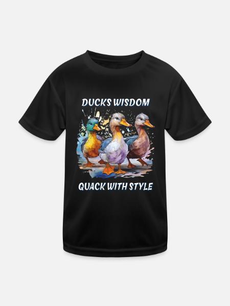 DUCKS WISDOM QUACK WITH STYLE - Kids Functional T-Shirt - black - Front