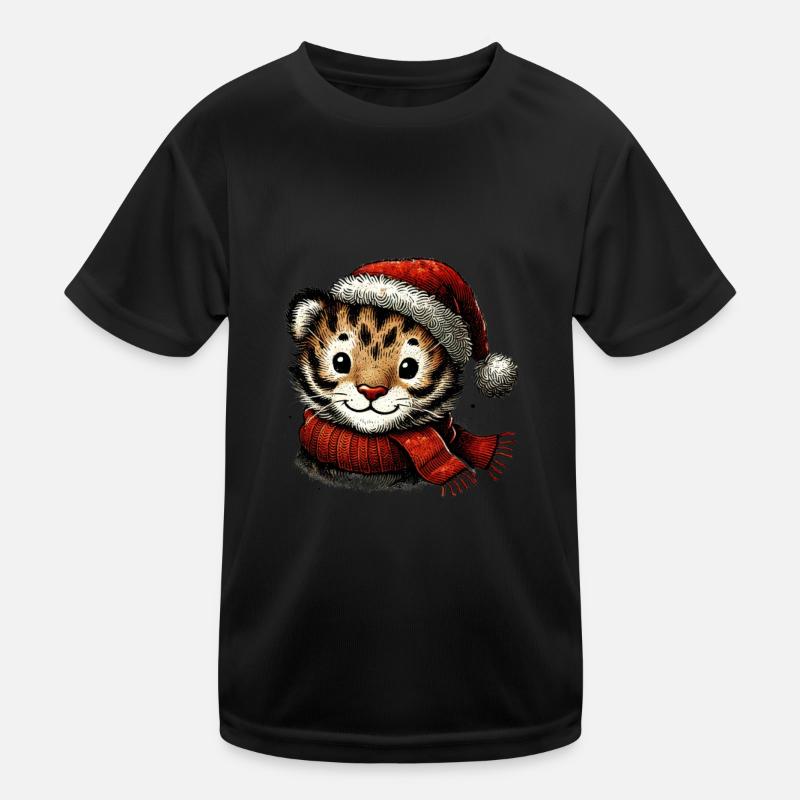 Mignon tigre de Noël avec chapeau T-shirt sport Enfant