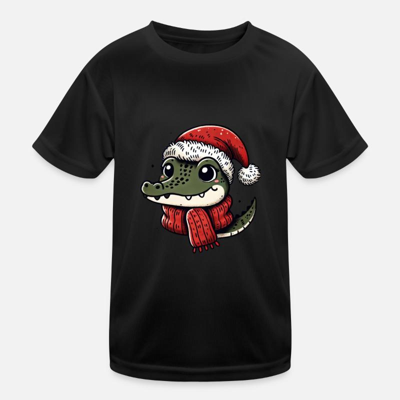 Crocodile de Noël avec chapeau et écharpe T-shirt sport Enfant