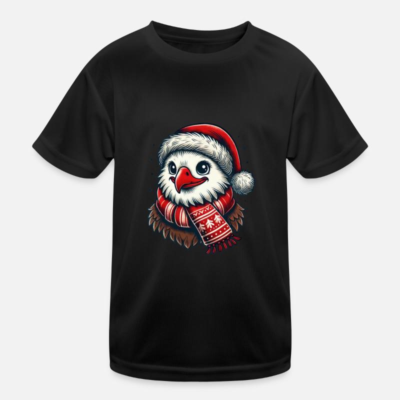 Aigle avec chapeau et écharpe du Père Noël T-shirt sport Enfant