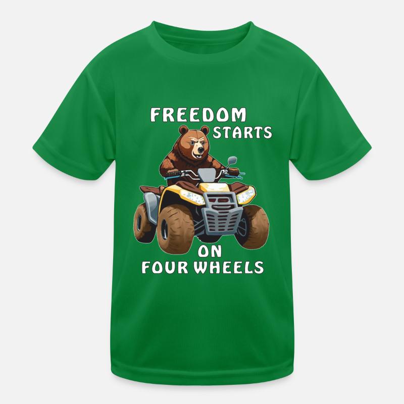 QUAD BEAR FREEDOM STARTS ON FOUR WHEELS Kids Functional T-Shirt