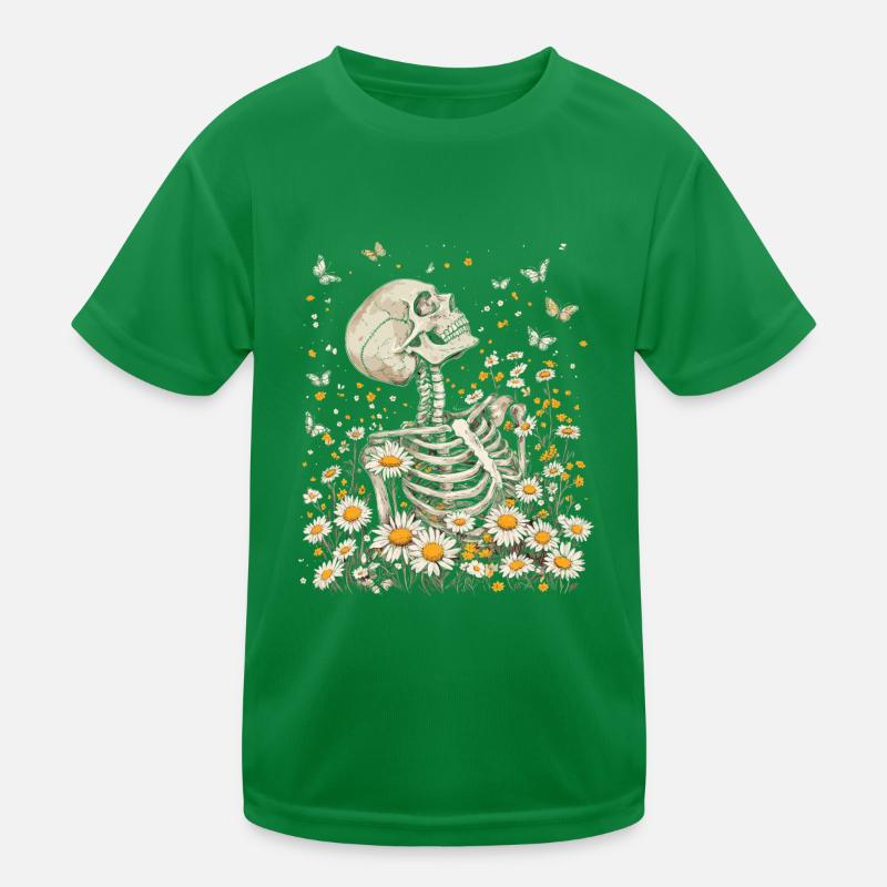 Skelett Blumen Kinder Funktions-T-Shirt