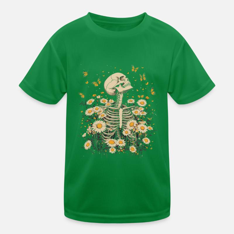 Skelett Blumen Kinder Funktions-T-Shirt