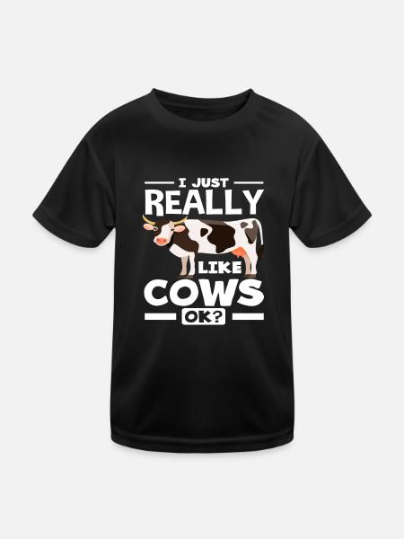 I really like cows ok cow fan - Kids Functional T-Shirt - black - Front