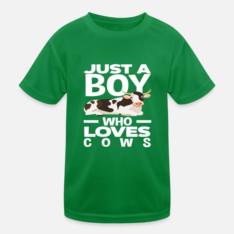 Ein Junge Der Kühe Liebt Kinder Funktions-T-Shirt