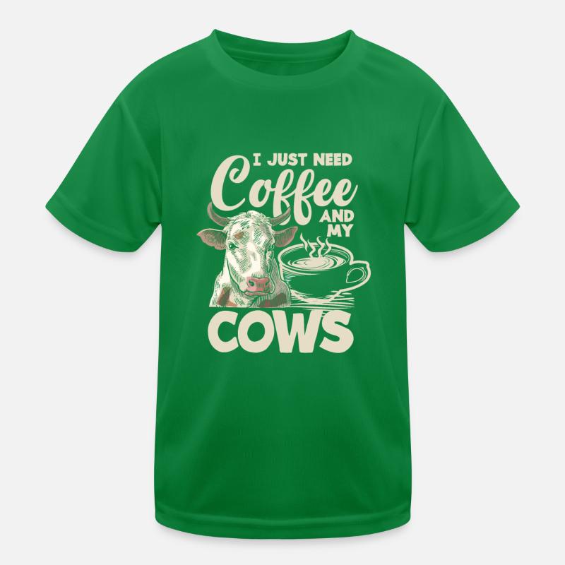 I just need coffee and my cows Kids Functional T-Shirt