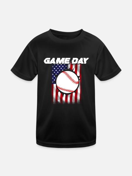 Baseball Sport Baseballspieler Pitcher Catcher USA - Kinder Funktions-T-Shirt - Schwarz - Vorne
