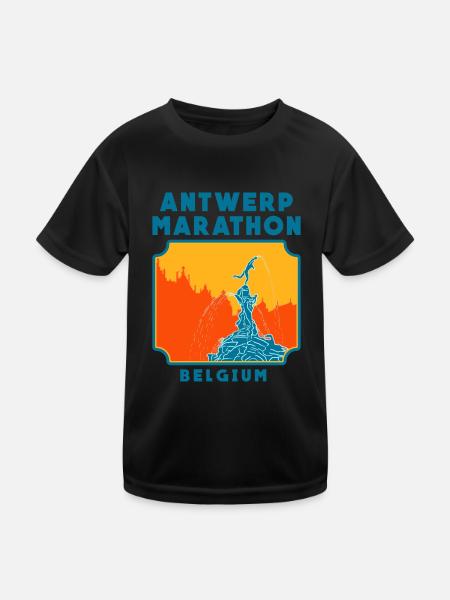 Antwerp Marathon - Belgium - Kids Functional T-Shirt - black - Front