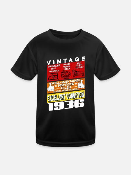 89 years old Vintage 1936 women & men Birthday - Kids Functional T-Shirt - black - Front