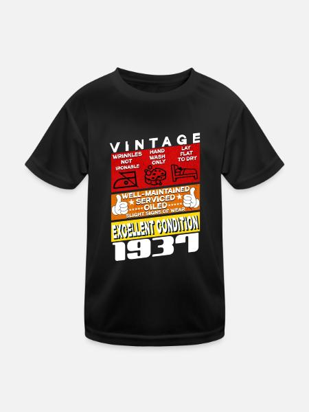 88 years old Vintage 1937 women & men Birthday - Kids Functional T-Shirt - black - Front