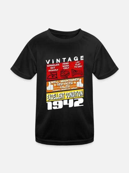 83 years old Vintage 1942 women & men Birthday - Kids Functional T-Shirt - black - Front