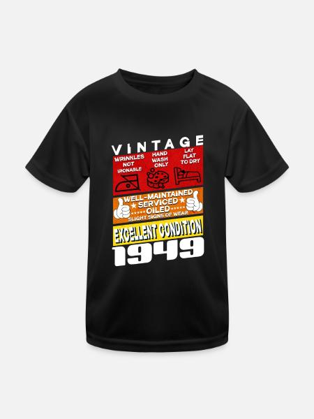 76 ans Millésime 1949 femme & homme Anniversaire - T-shirt sport Enfant - noir - Devant