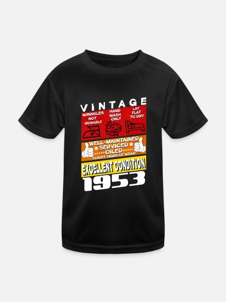 72 years old Vintage 1953 women & men Birthday - Kids Functional T-Shirt - black - Front